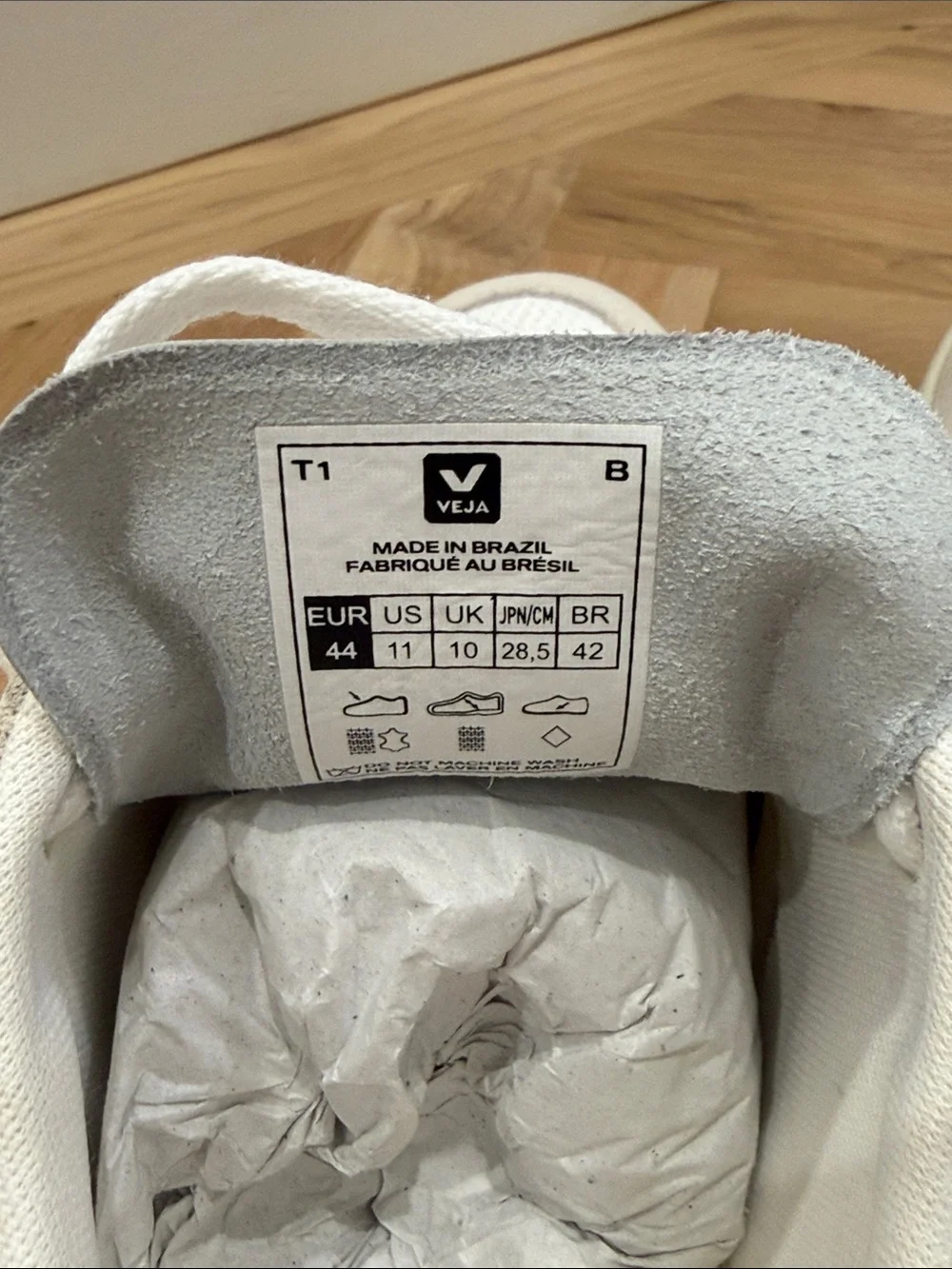 Veja Men's White and Beige Sneakers with Navy V Logo